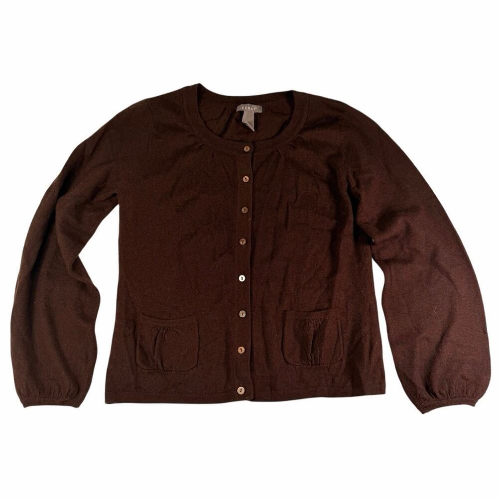 Kenar 100% Merino Wool Chocolate Brown Cardigan Sweater Size Large